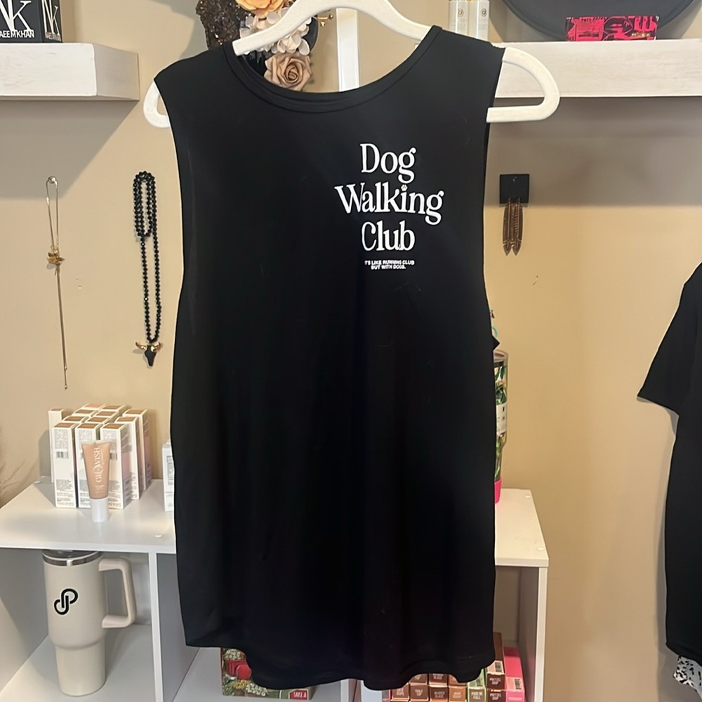Puppies Make Me Happy Dog Walking Club Tank - WHITE FONT Sold Out Online